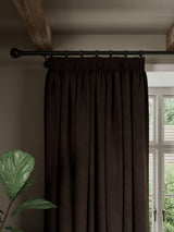 John Lewis Matt Velvet Blackout Pencil Pleat Curtain - 167 x 182cm - Cocoa