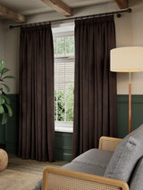 John Lewis Matt Velvet Blackout Pencil Pleat Curtain - 167 x 182cm - Cocoa