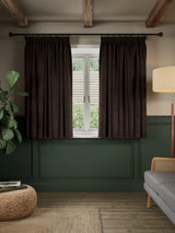 John Lewis Matt Velvet Blackout Pencil Pleat Curtain - 167 x 182cm - Cocoa