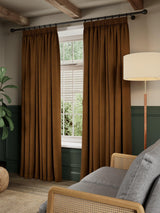 John Lewis Matt Velvet Blackout Pencil Pleat Curtains - 167 x 182cm - Ginger