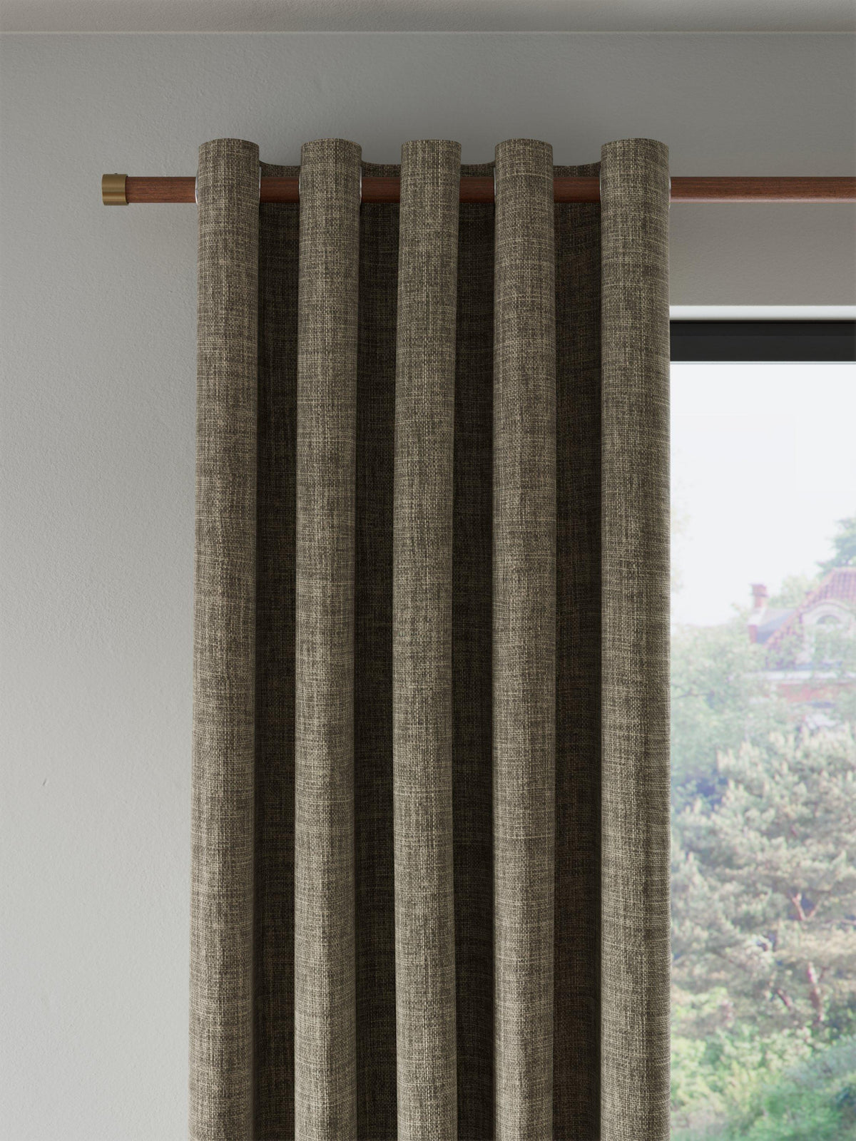 John Lewis Textured Weave Blackout Eyelet Curtains - 167 x 274cm - Pale Mole