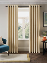 John Lewis Velvet Chenille Thermal Eyelet Curtains W167 x D228cm - Natural