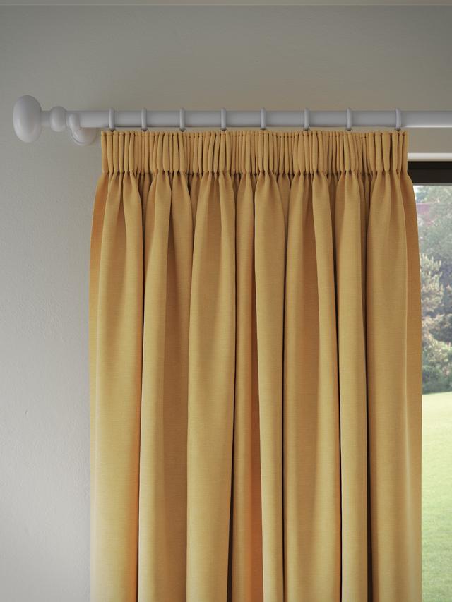 John Lewis Textured Weave Blackout Pencil Pleat Curtains 228 x 182cm Mustard