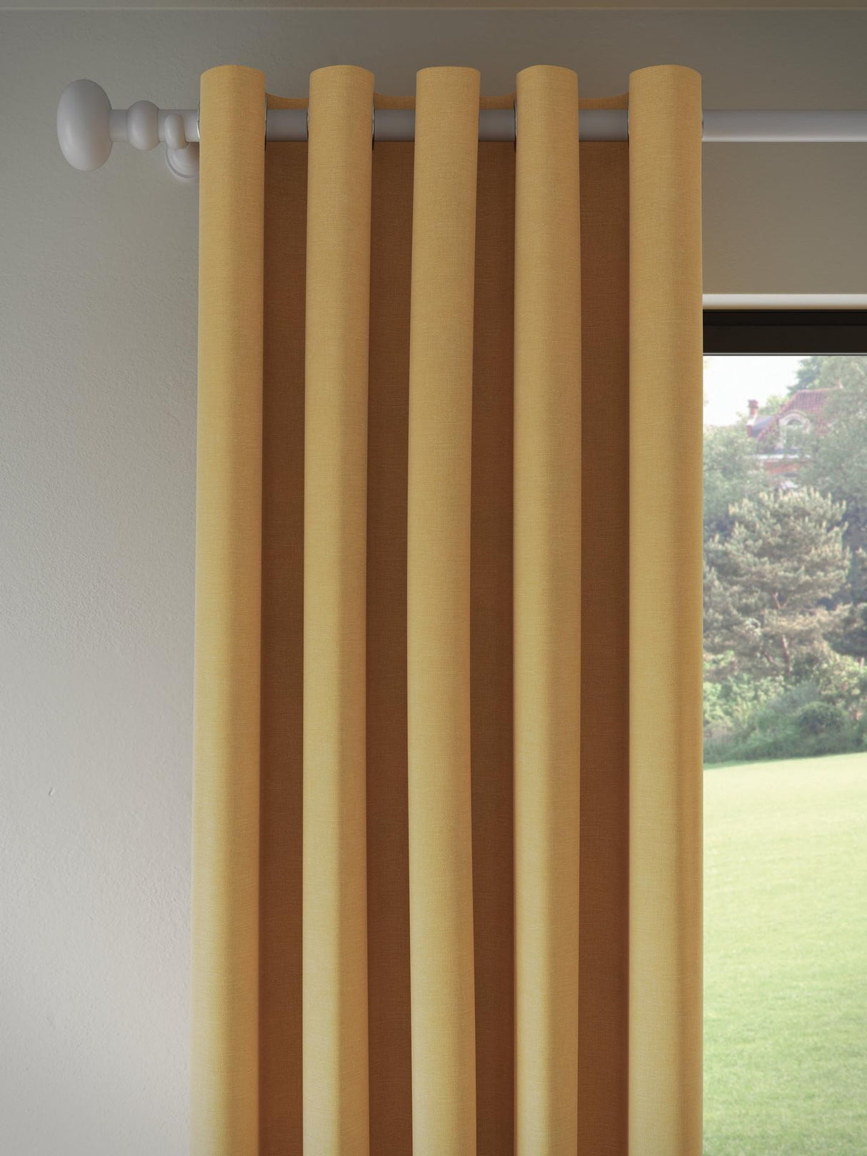 John Lewis Textured Pair Blackout Eyelet Curtains W228 x D228cm - Mustard