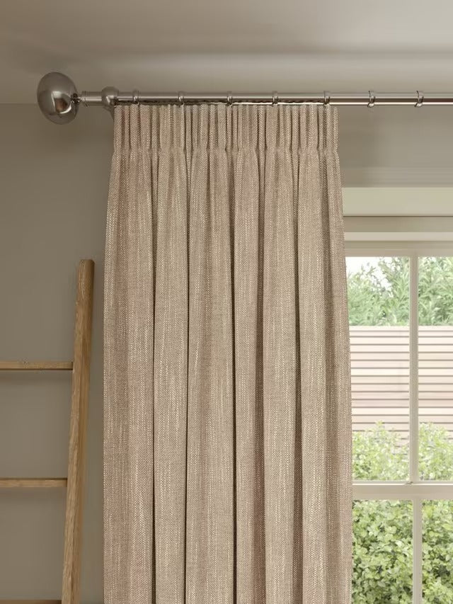John Lewis Brushed Pair Blackout Pencil Pleat Curtains W167 x D182cm Natural