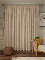 John Lewis Brushed Pair Blackout Pencil Pleat Curtains W167 x D182cm Natural