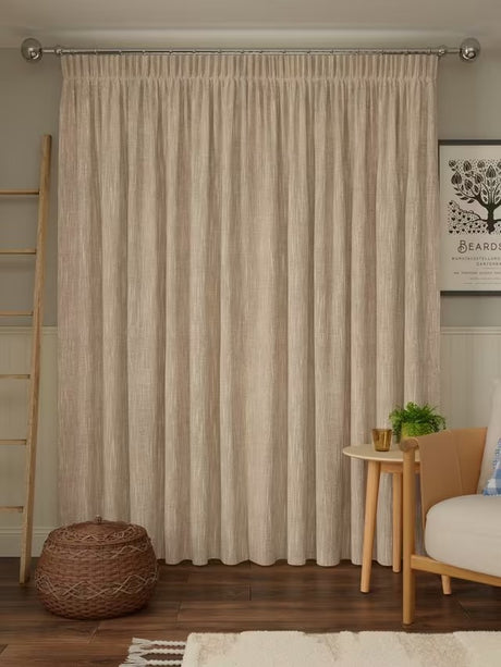 John Lewis Brushed Pair Blackout Pencil Pleat Curtains W167 x D182cm Natural