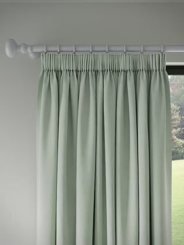 John Lewis Textured Blackout Pencil Pleat Curtains W228 x D274cm Light Green