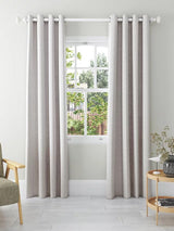 John Lewis Alda Weave Pair Lined Eyelet Curtains Putty W228 x Drop 182cm