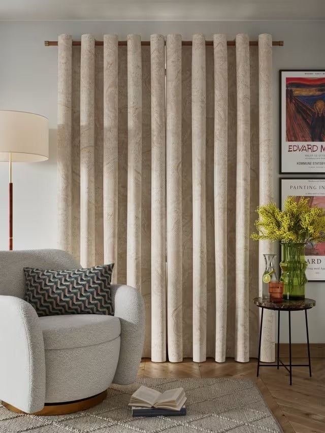 John Lewis Cecilia Pair Lined Eyelet Curtains - Gold Marshmallow 167 x 182cm