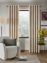 John Lewis Cecilia Pair Lined Eyelet Curtains - Gold Marshmallow 167 x 182cm