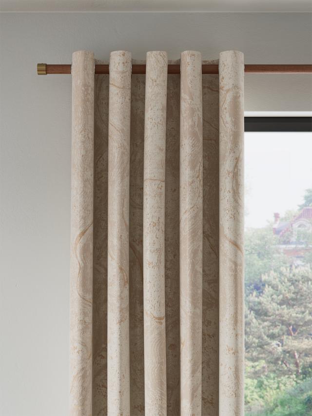 John Lewis Cecilia Lined Eyelet Curtains Gold Marshmallow - 167cm x 228cm