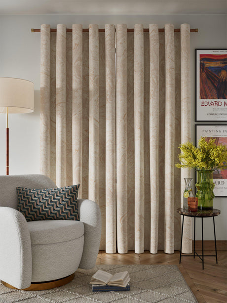 John Lewis Cecilia Lined Eyelet Curtains Gold Marshmallow - 167cm x 228cm
