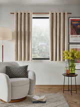 John Lewis Cecilia Lined Eyelet Curtains Gold Marshmallow - 167cm x 228cm