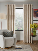 John Lewis Cecilia Lined Eyelet Curtains Gold Marshmallow - 167cm x 228cm