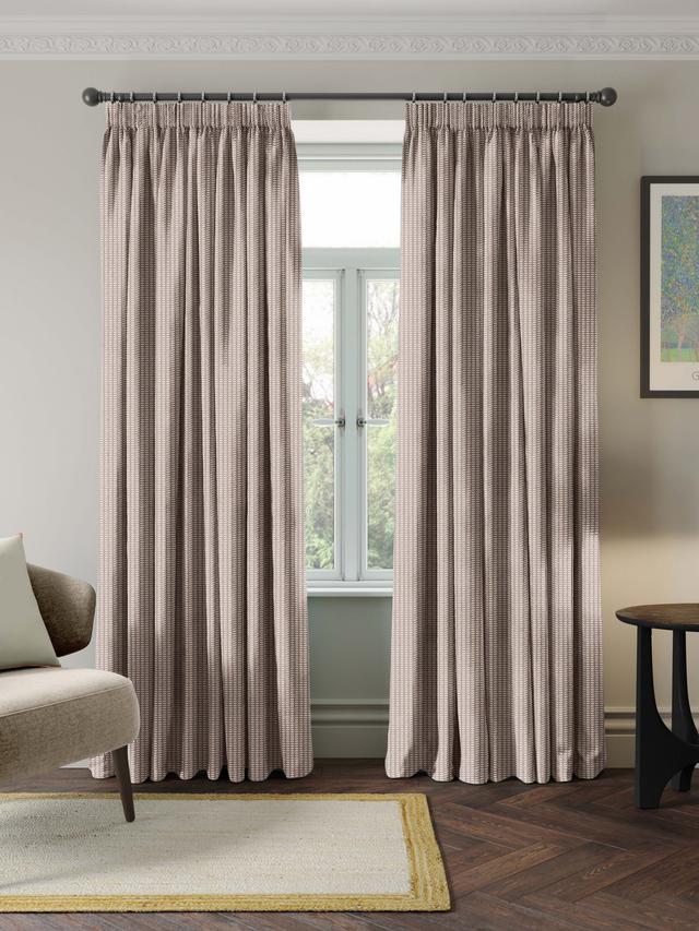 John Lewis Polyester Mini Blackout Pencil Pleat Curtains 228 x 274cm - Latte