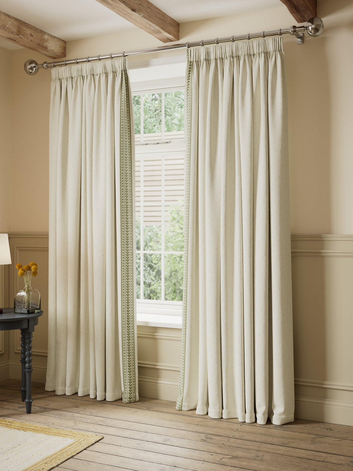 John Lewis Ikat Embroidered Blackout Multiway Curtains 228 x 137cm - Avocado