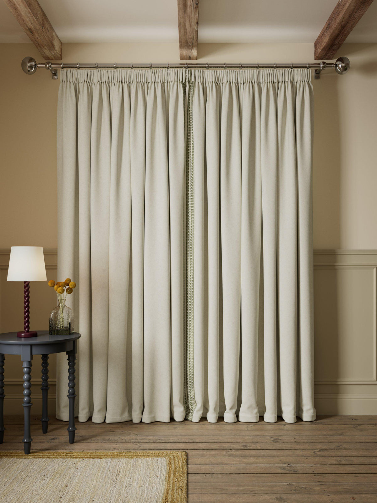 John Lewis Ikat Embroidered Blackout Multiway Curtains 228 x 137cm - Avocado