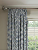 John Lewis Jaya Print Lined Pencil Pleat Curtains - Lake Blue - W167 x 228cm