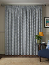 John Lewis Jaya Pair Lined Pencil Pleat Curtains W228 x D182cm - Lake Blue