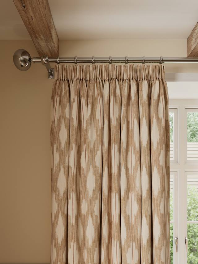 John Lewis Alta Jacquard Pencil Pleat Curtains - 228 x 228cm - Soft Caramel