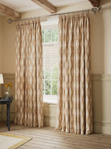 John Lewis Alta Jacquard Pencil Pleat Curtains - 228 x 228cm - Soft Caramel
