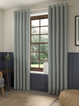 John Lewis Rona Weave Pair Lined Eyelet Curtains W167 x D182cm - Duck Egg