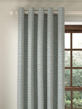 John Lewis Rona Weave Pair Lined Eyelet Curtains W167 x D182cm - Duck Egg