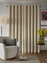 John Lewis Distressed Velvet Lined Eyelet Curtains - Champagne -167 x 228cm