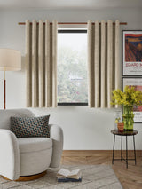 John Lewis Distressed Velvet Lined Eyelet Curtains - Champagne -167 x 228cm