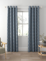 John Lewis Trellis Weave Pair Lined Eyelet Curtains 167 x 182cm - Bluestone