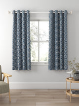 John Lewis Trellis Weave Pair Lined Eyelet Curtains 167 x 182cm - Bluestone