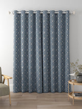 John Lewis Trellis Weave Pair Lined Eyelet Curtains 167 x 182cm - Bluestone