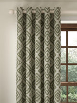 John Lewis Native Weave Pair Lined Eyelet Curtains - 167 x 182cm - Avocado