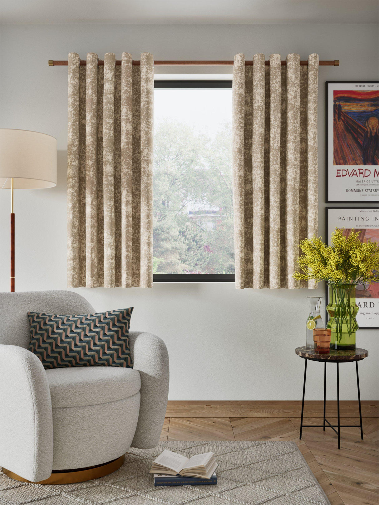 John Lewis Lidia Pair Blackout Lined Eyelet Curtains - Gold - W167 x D228 cm