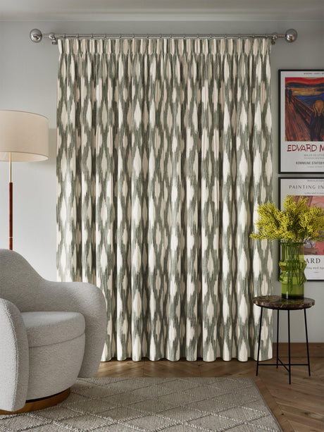 John Lewis Alta Weave Lined Pencil Pleat Curtains - Avocado 228 x 228 cm