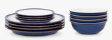 Denby Imperial Blue 12 Piece Stoneware Dinnerware Set - Blue/White