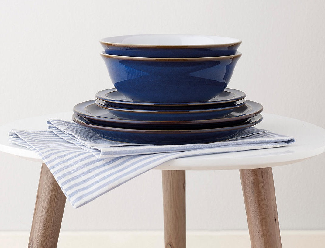 Denby Imperial Blue 12 Piece Stoneware Dinnerware Set - Blue/White