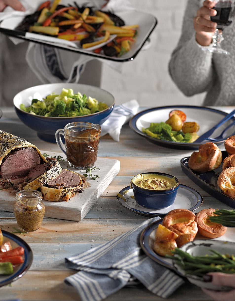 Denby Imperial Blue 12 Piece Stoneware Dinnerware Set - Blue/White