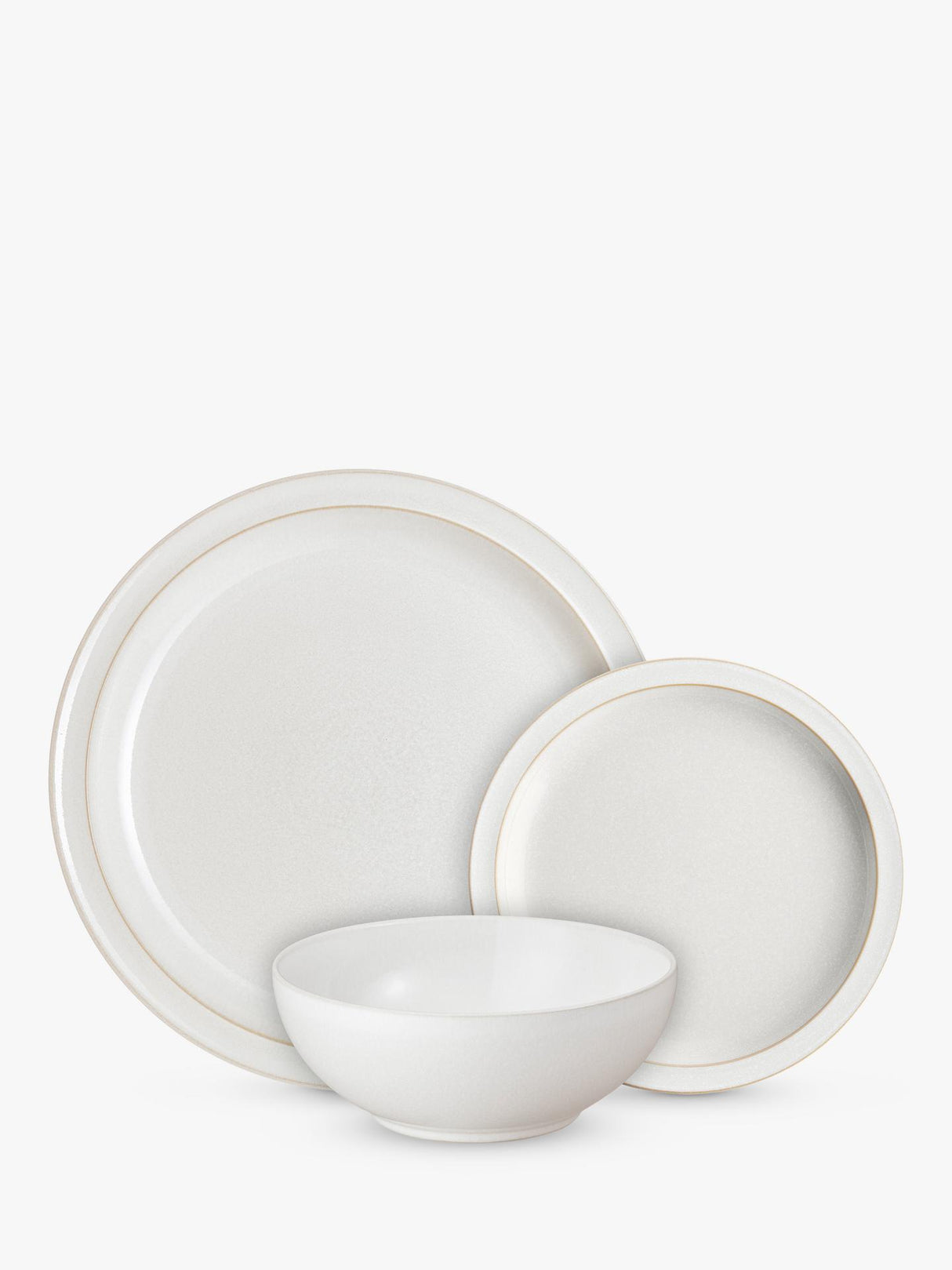 Denby Cotton White Stoneware Heavy-Duty Dinnerware Set 12 Piece - White