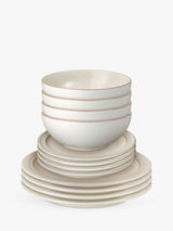 Denby Heritage Atrium Stoneware 12-Piece 4-Plates Dinnerware Set - Natural