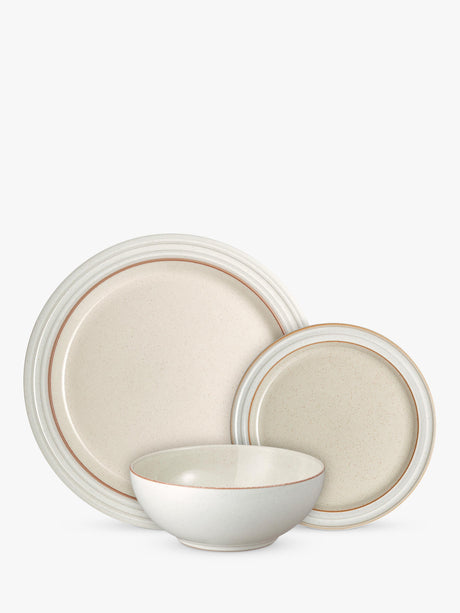Denby Heritage Atrium Stoneware 12-Piece 4-Plates Dinnerware Set - Natural