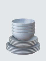 Denby Stoneware Oven Safe Dinnerware Plates & Bowls 12 Piece Set - Sky Blue