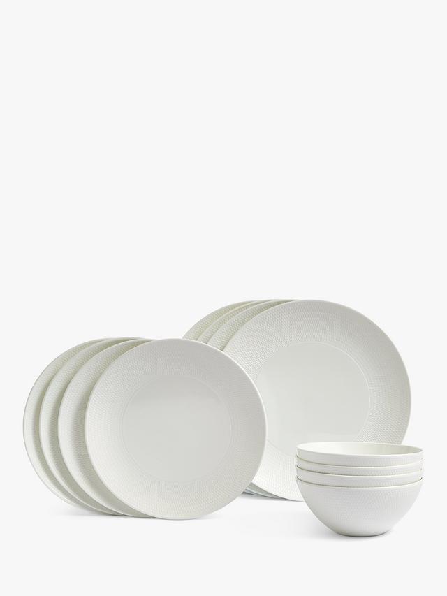 Wedgwood Gio Fine Bone China 12-Piece 4-Place Setting Dinnerware Set - White