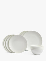 Wedgwood Gio Fine Bone China 12-Piece 4-Place Setting Dinnerware Set - White