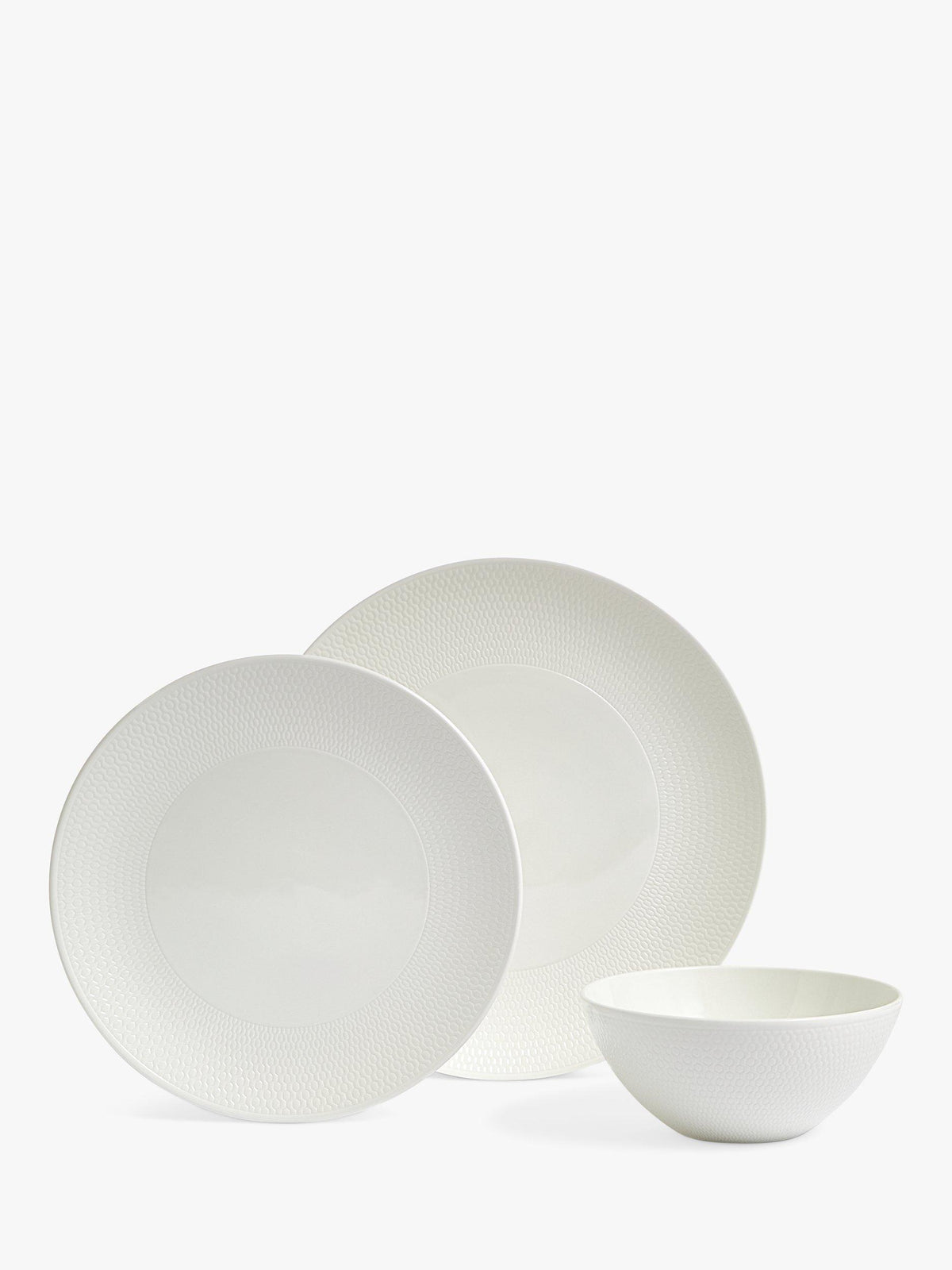 Wedgwood Gio Fine Bone China 12-Piece 4-Place Setting Dinnerware Set - White