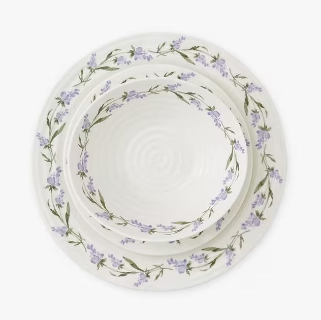 Sophie Conran Lavandula Floral Porcelain Dinnerware 12 Piece Set - White