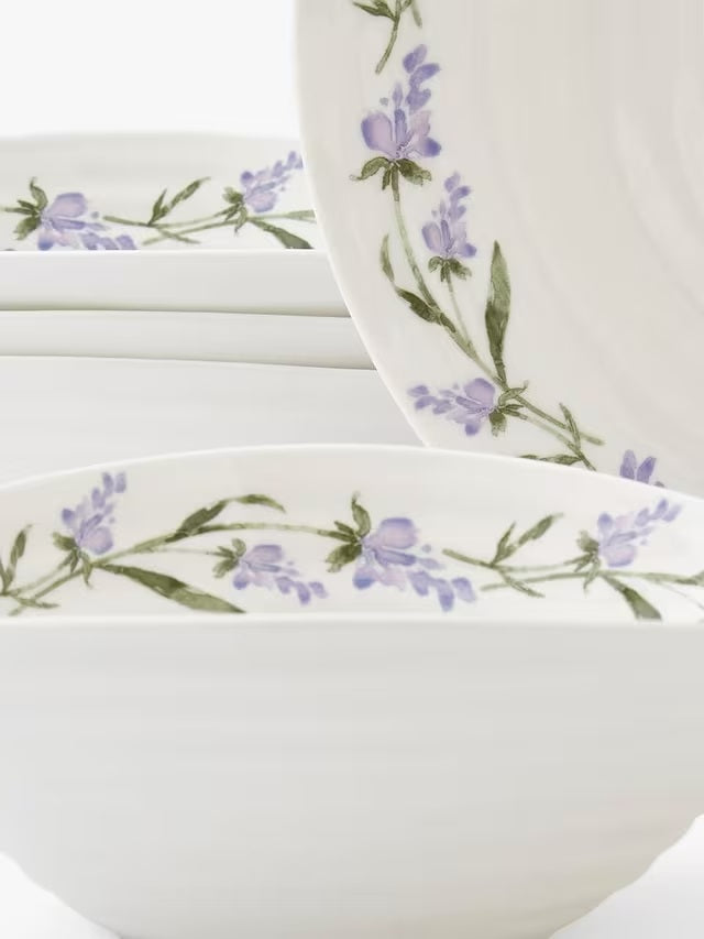 Sophie Conran Lavandula Floral Porcelain Dinnerware 12 Piece Set - White