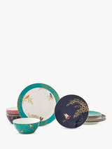 Chelsea Collection Fine China Birds Boxed Dinnerware 12 Piece Set - Assorted