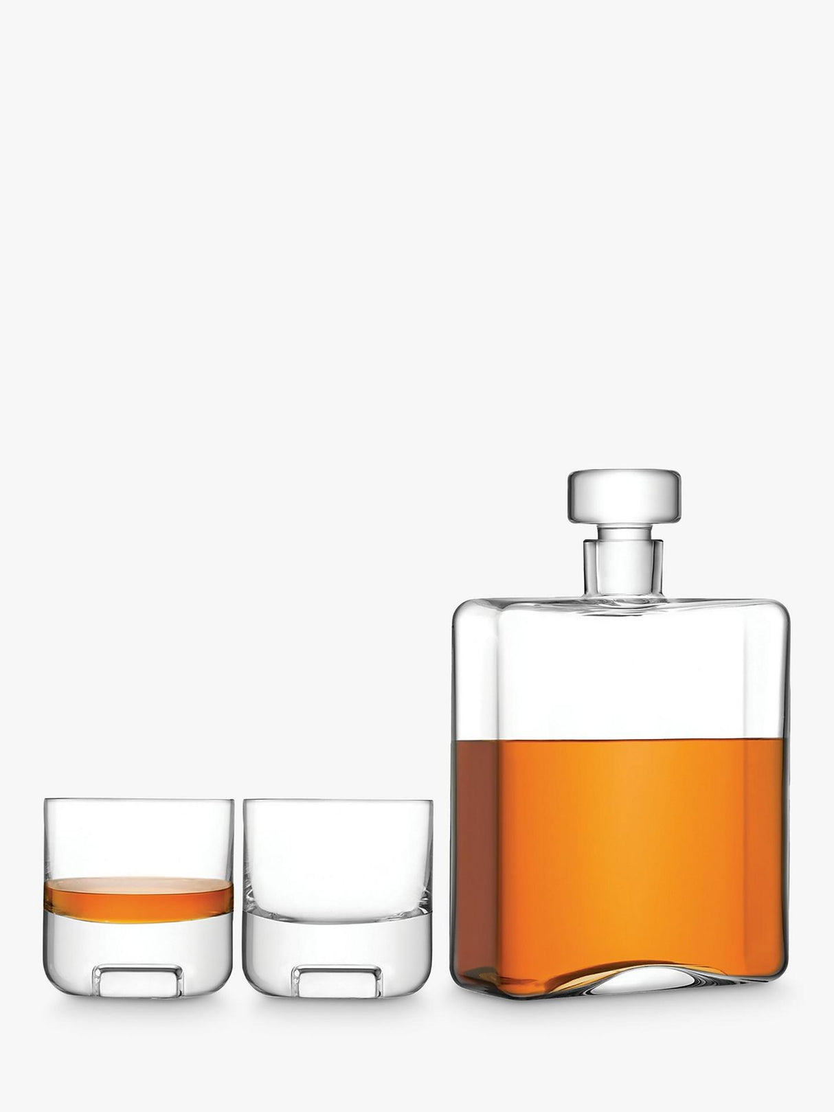 LSA International Cask Whisky 1L Oblong Decanter & 2 Decanter Gift Set Clear